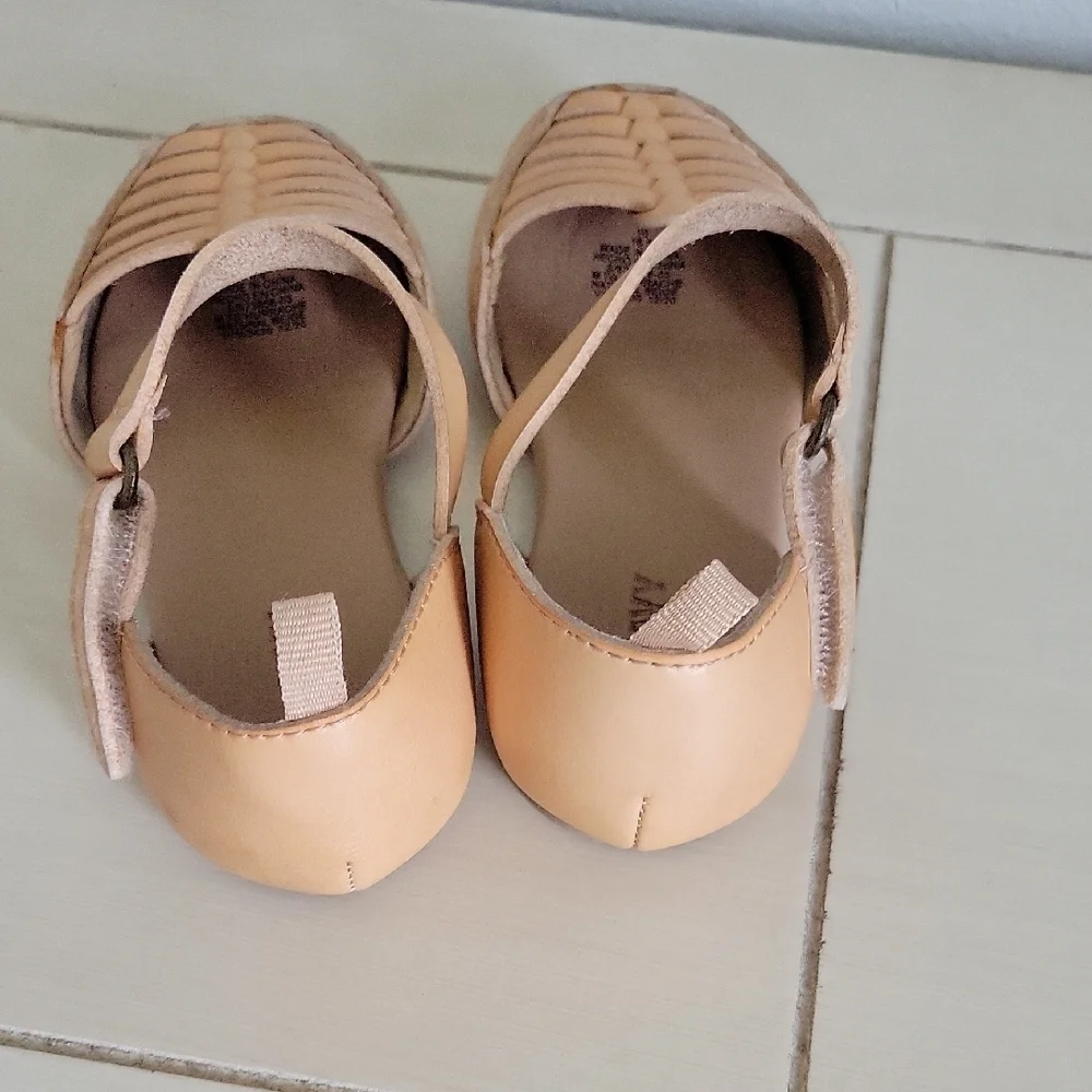 Kids Tan Strappy Flat Sandals